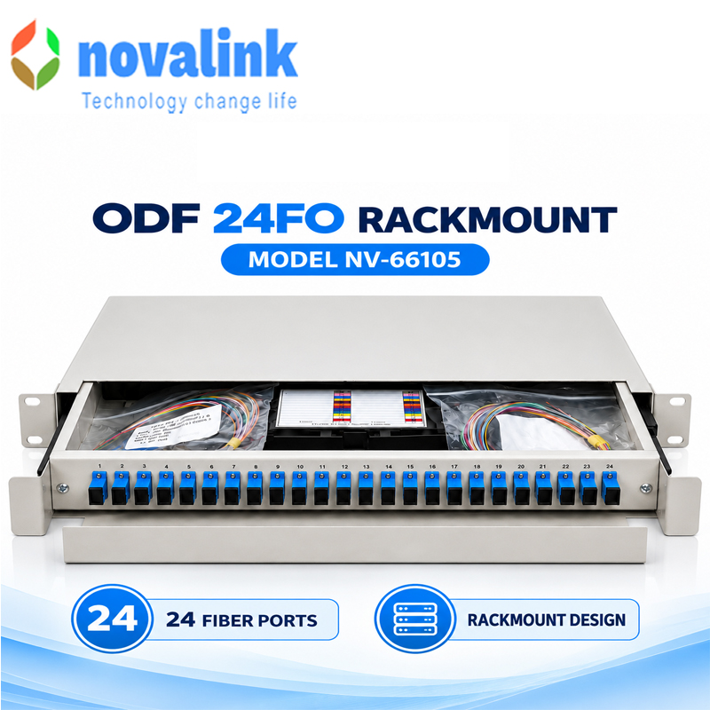 Hộp phối quang ODF 24FO Rackmount Novalink NV-66105 ,Giải ph&aacute;p quản l&yacute; c&aacute;p quang chuy&ecirc;n nghiệp